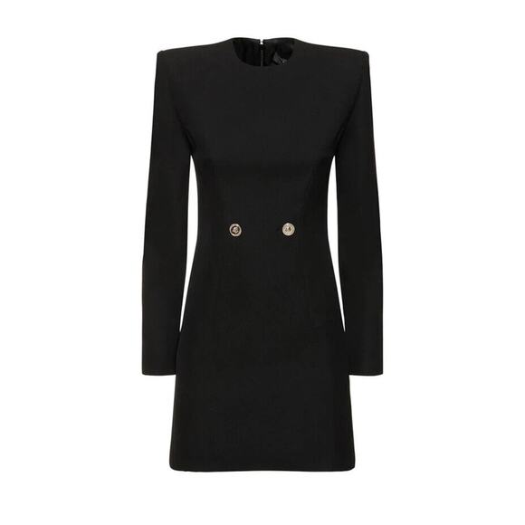 Versace Hourglass Grain De Poudre Suit Mini Dress Black Wool 38/ 2 NWT $3025 - Picture 4 of 14